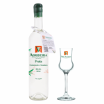 Conjunto garrafa Cachaça Abrideira Prata 500ml com Taça Três Alegrias 90ml