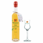 Conjunto garrafa Cachaça Semanal Ouro 500ml com Taça Três Alegrias 90ml